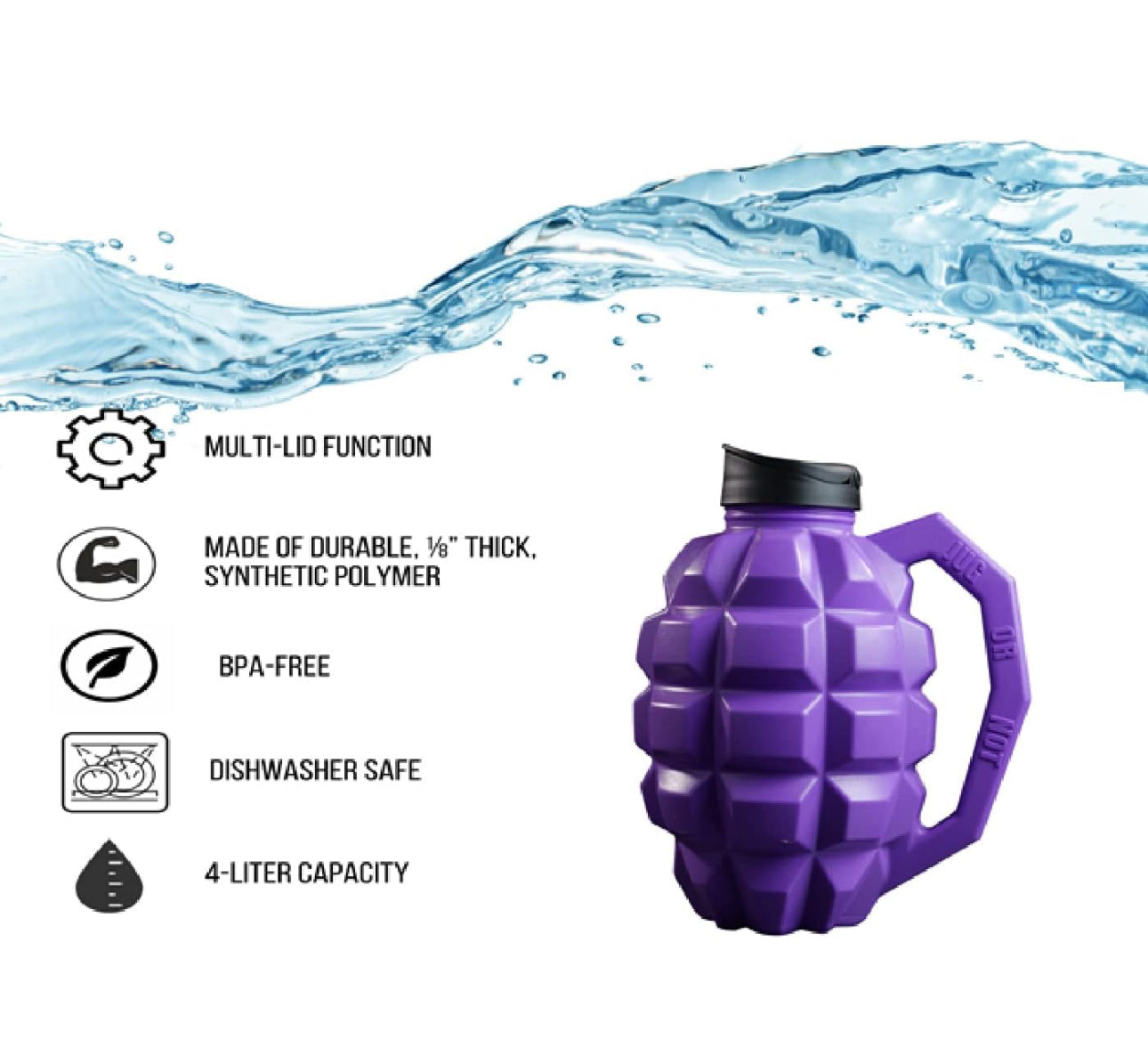 Jug or Nade Mega Grenade Water Bottle- Green